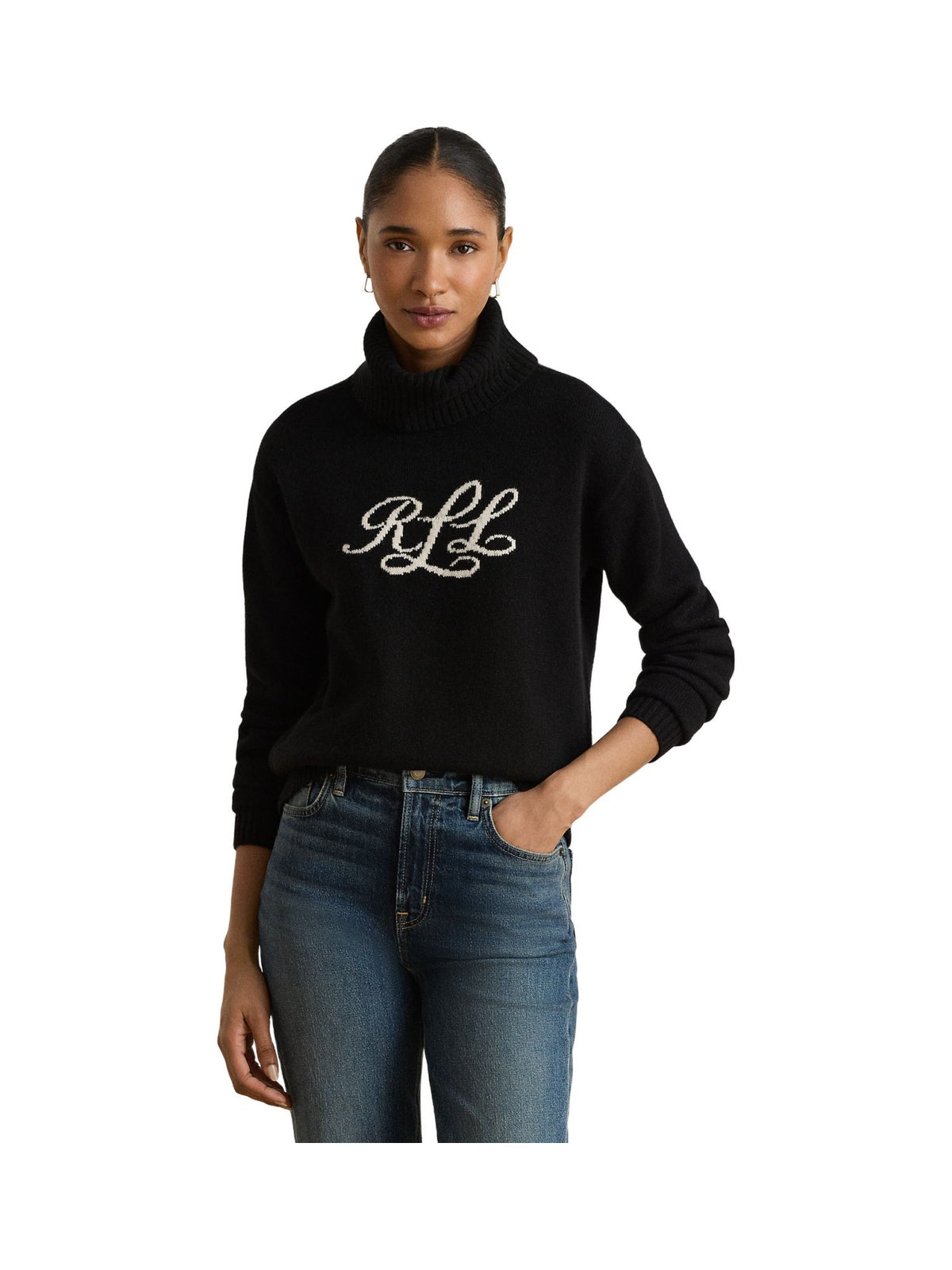 Maglione a collo alto in cashmere con logo