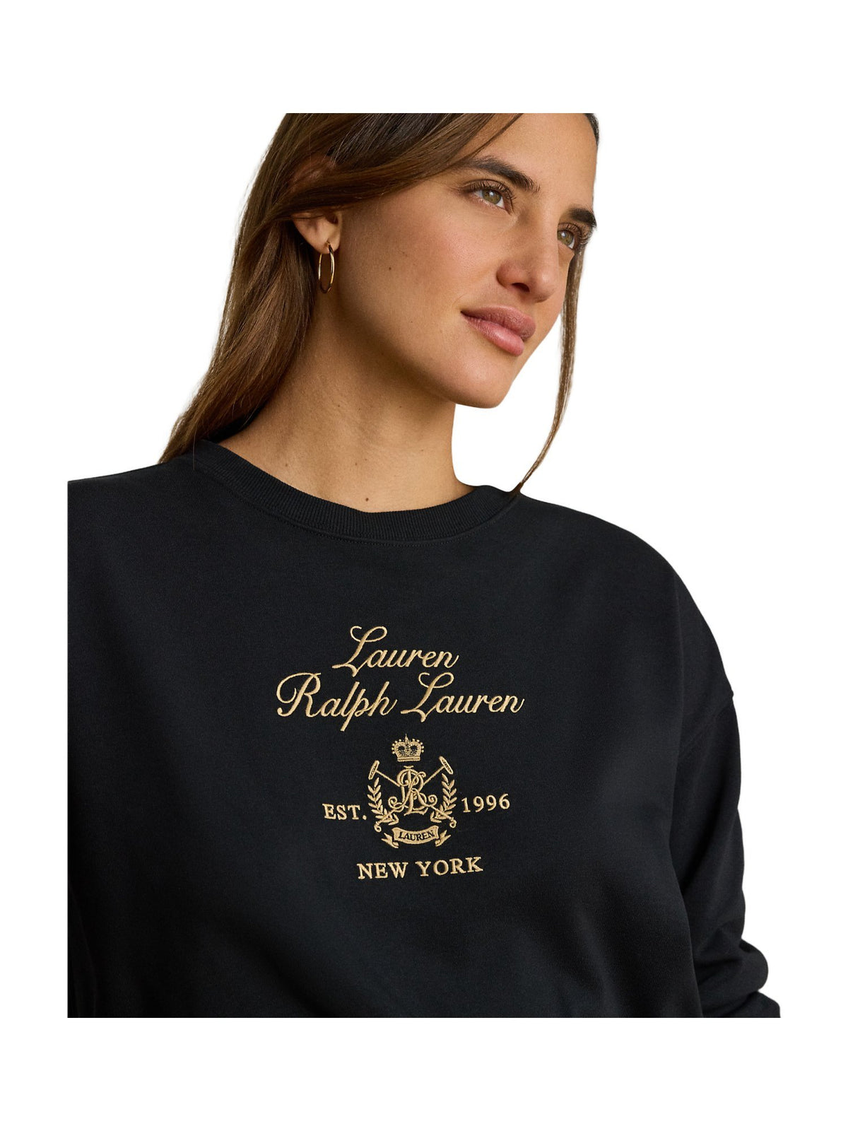 Maglione in spugna francese con stemma ricamato