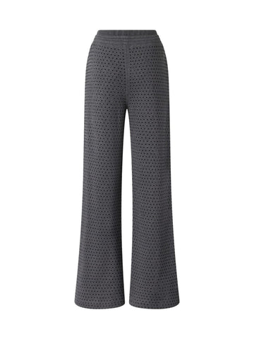Pantalone con Gamba Ampia in Felpa Full Strass