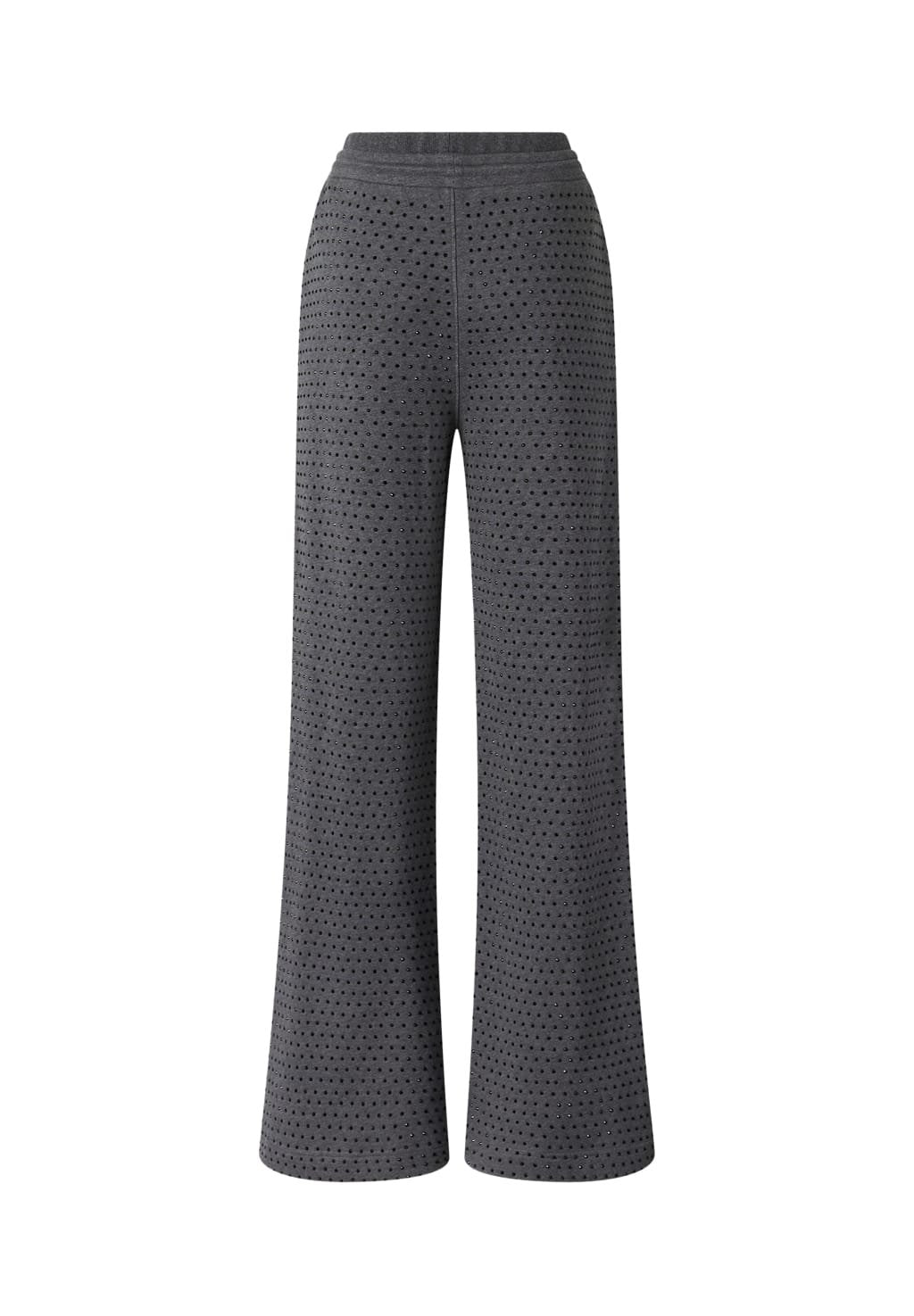 Pantalone con Gamba Ampia in Felpa Full Strass