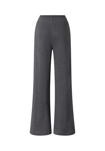 Pantalone con Gamba Ampia in Felpa Full Strass