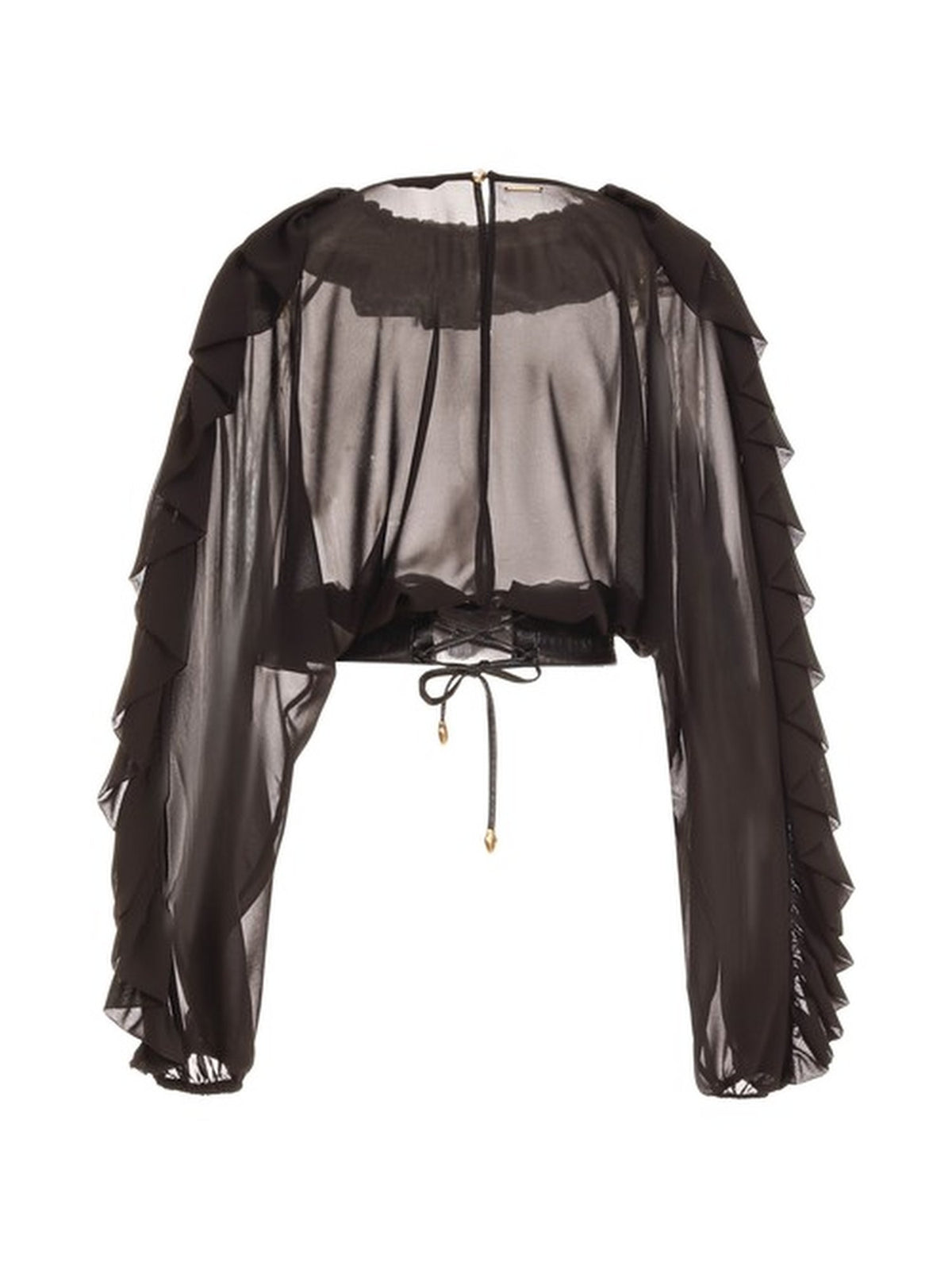 Camicia Corta Trasparente con Volant