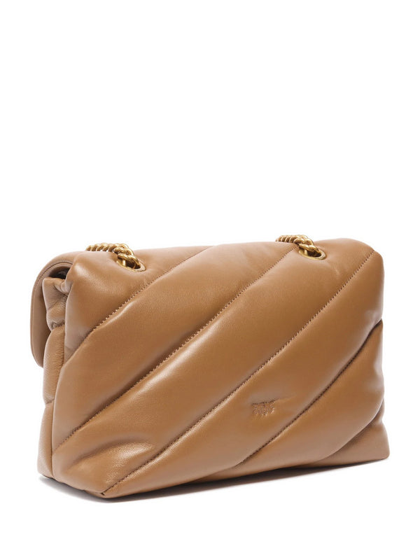 Borsa a tracolla media Love Bag Puff in nappa trapuntata con fibbia gioiello
