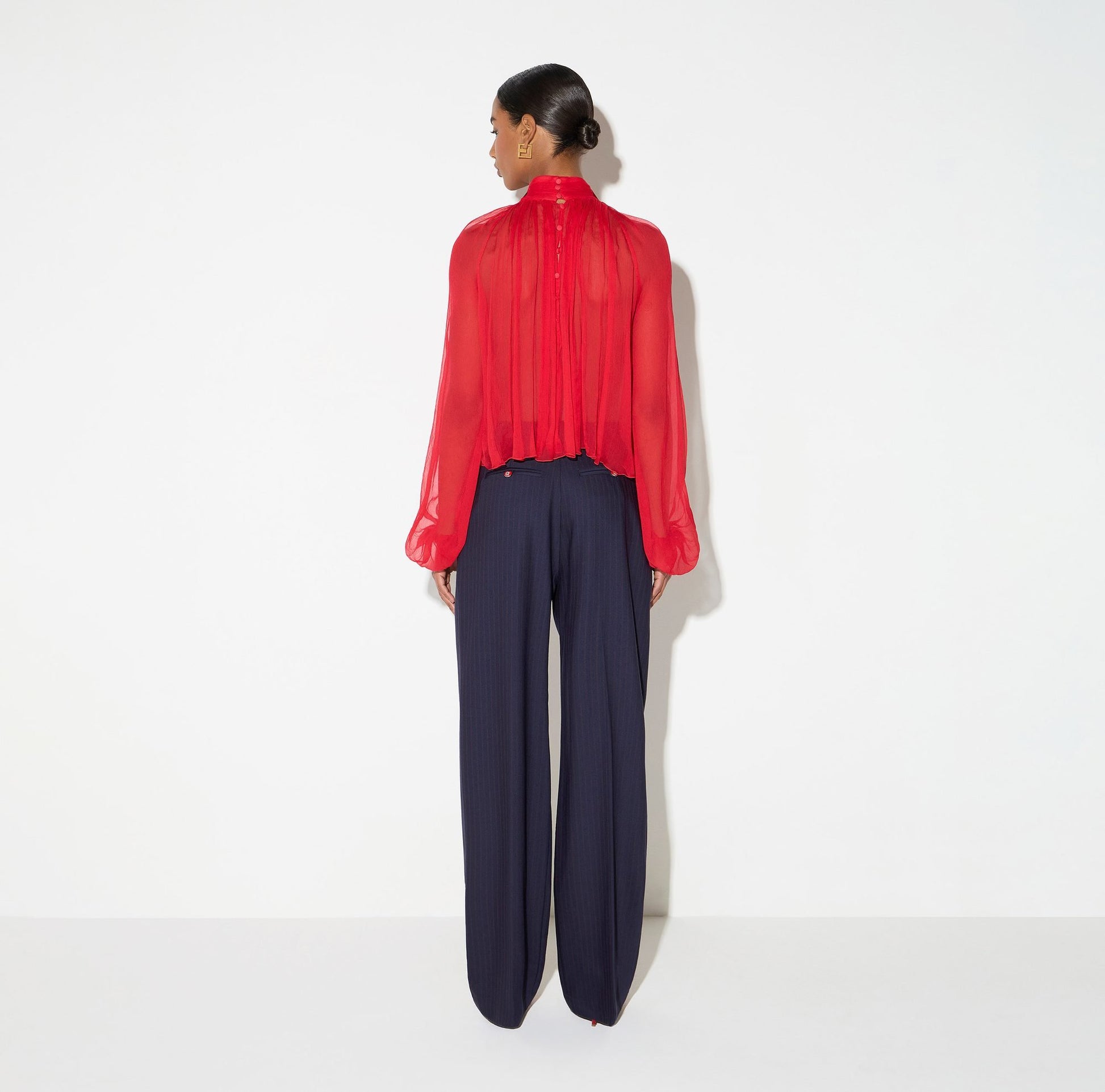 Pantaloni in fresco lana gessato