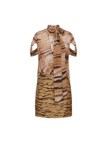 Elisabetta Franchi Abito bimateriale con stampa tigre