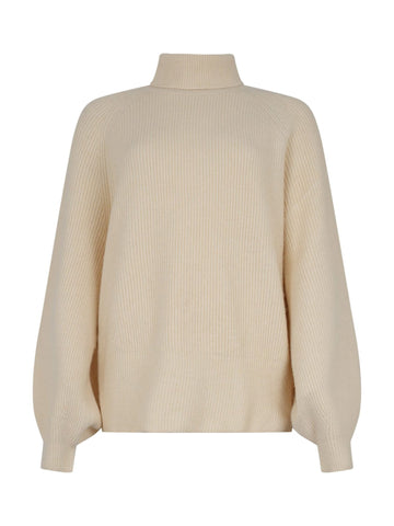 Pullover a Coste con Collo Alto