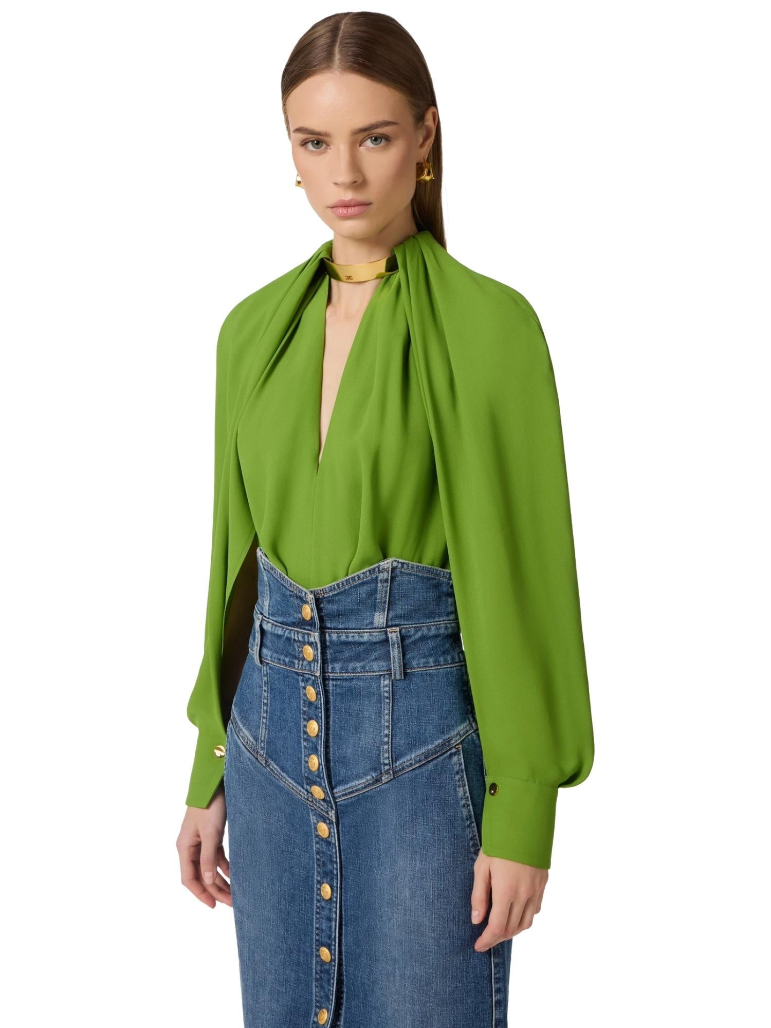 txt
Elisabetta Franchi blouse met sieradenketting