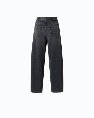 Pinko Pantalone Balloon Fit in Denim Nero donna