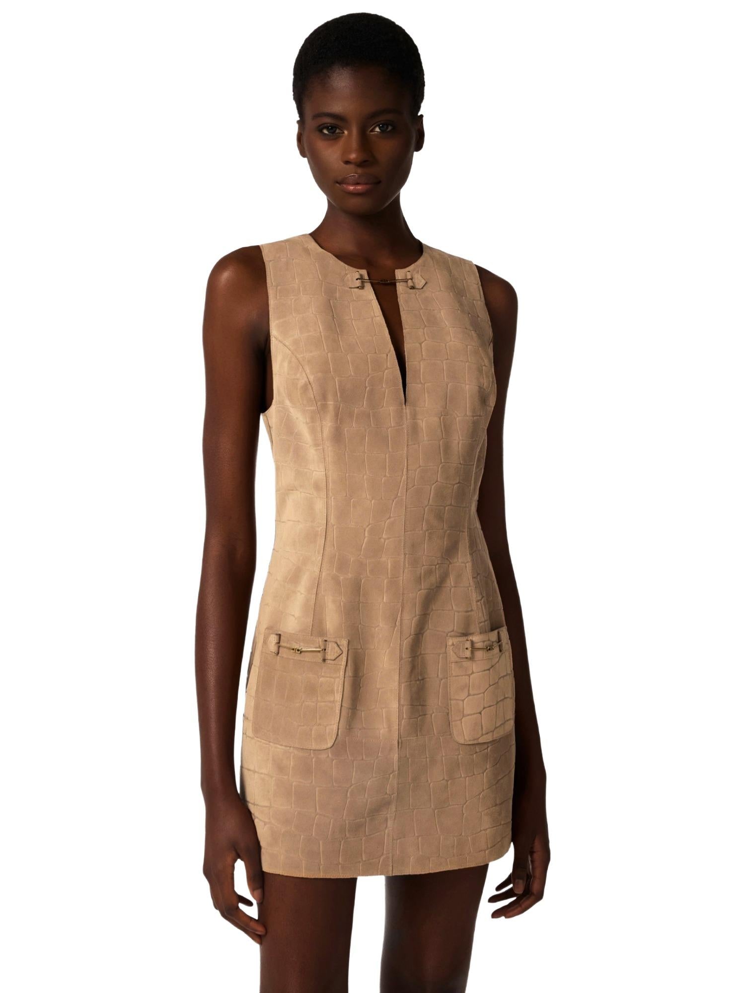 Elisabetta Franchi Abito in suede con stampa alligatore