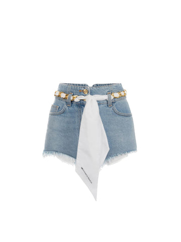 Elisabetta Franchi Shorts di jeans con foulard