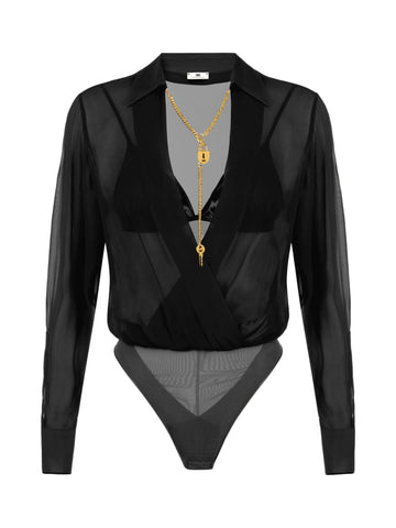 Body in georgette con catena gioiell