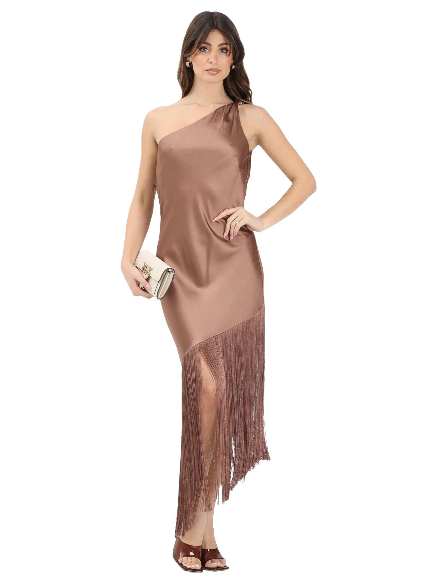 Pinko Abito monospalla con frange Kiwi