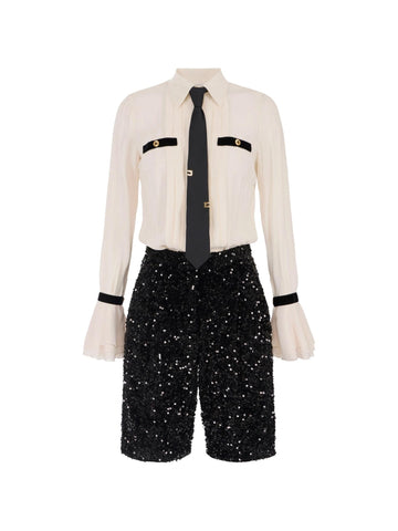 Elisabetta Franchi Tuta con cravatta e paillettes