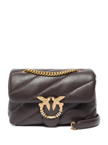 Borsa a tracolla mini Love Bag Puff in nappa trapuntata con fibbia gioiello