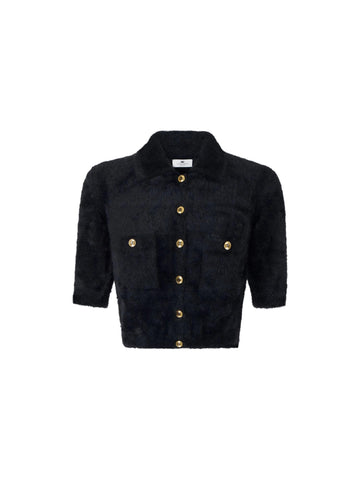 Elisabetta Franchi Cardigan crop in ecopelliccia