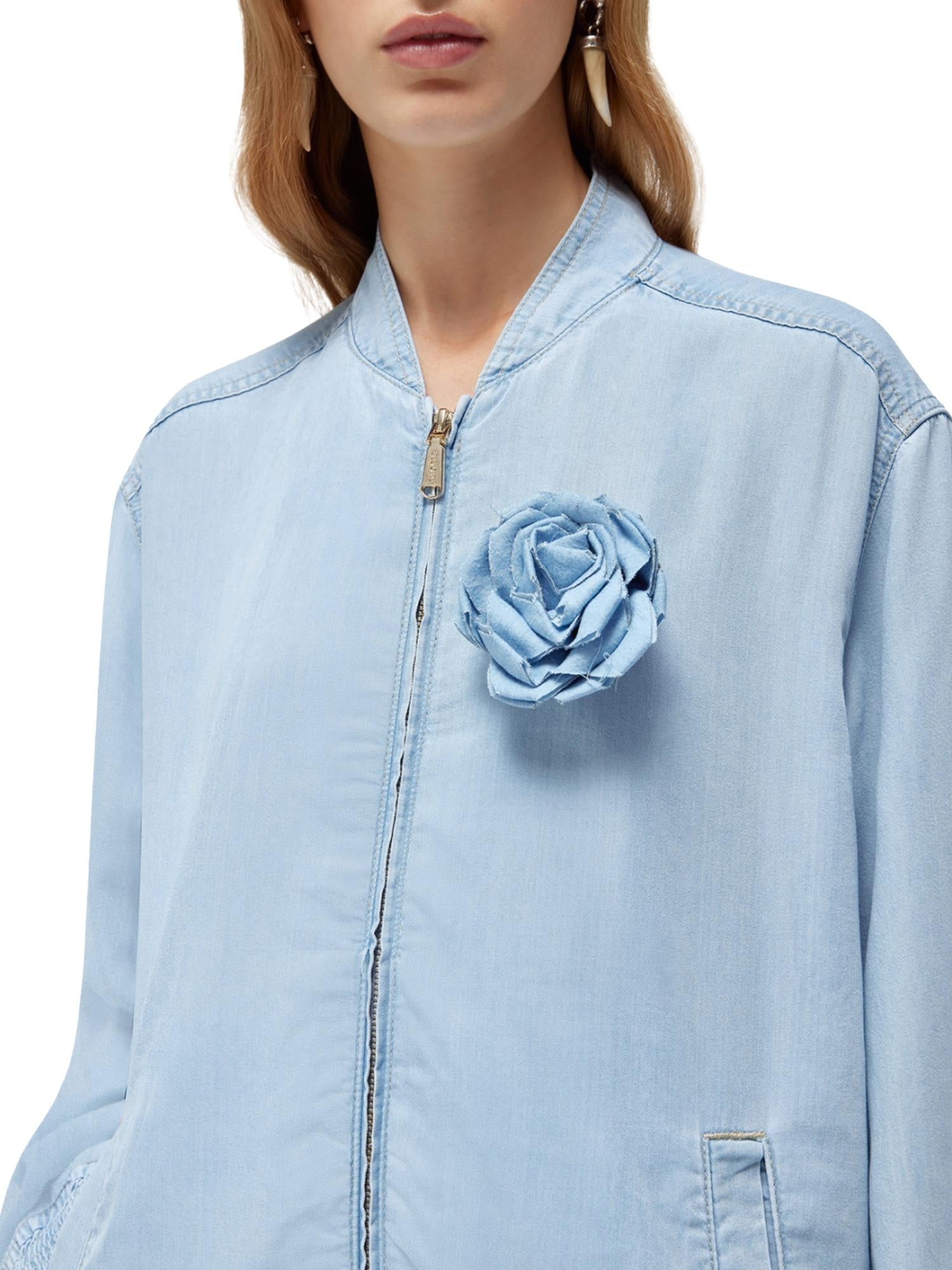 Blugirl Bomber in denim con rosa