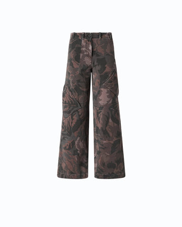 Pantalone Palazzo in Gabardina con Stampa Floreale
