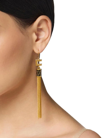 Elisabetta Franchi Orecchini con dettagli snake e nappina