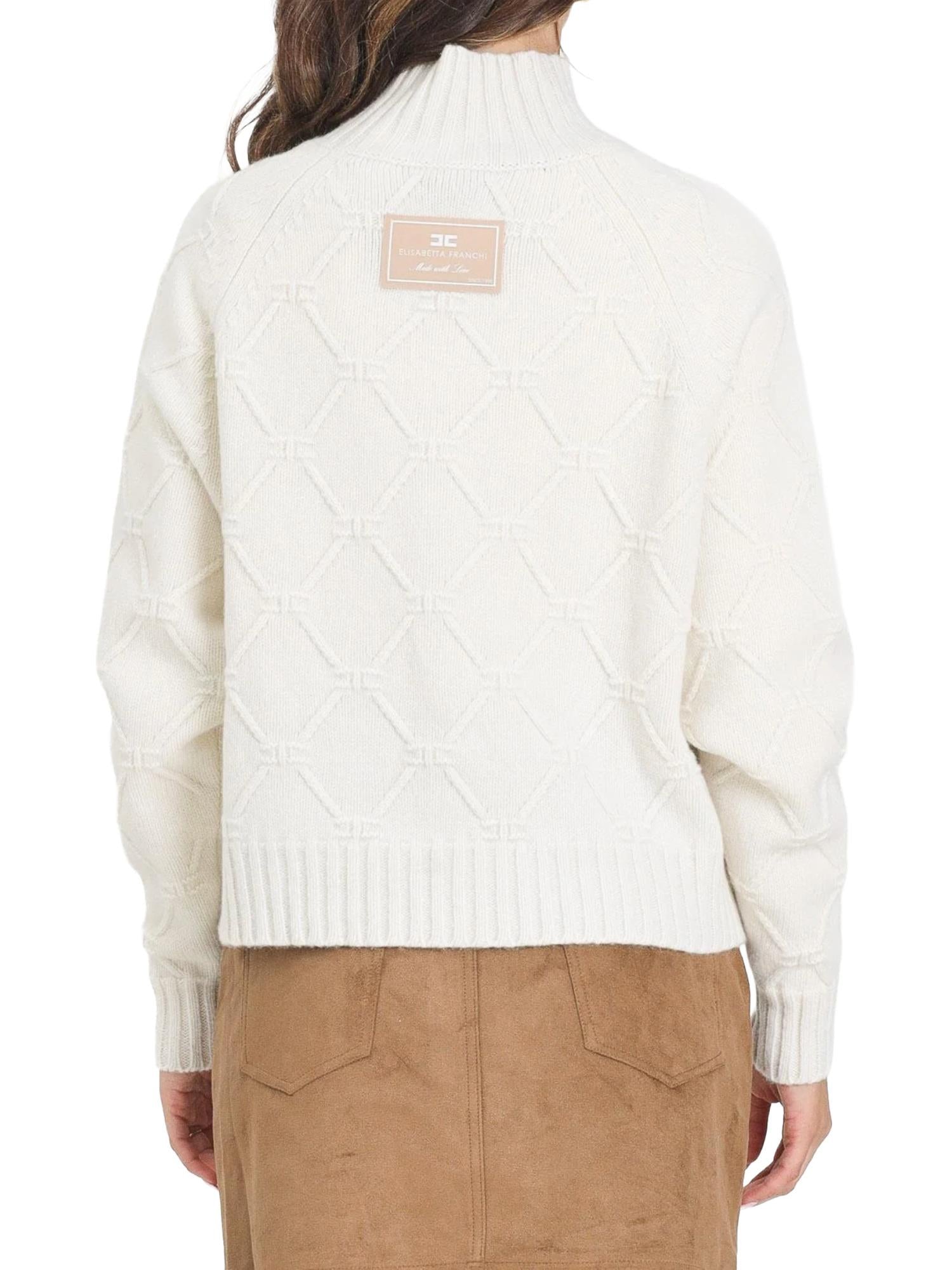 Elisabetta Franchi Maglione a dolcevita con motivo a losanghe