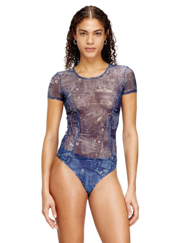 Diesel T-shirt con stampa denim Kasia-Dnm