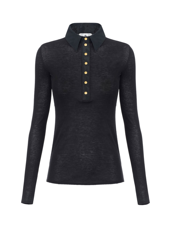 Polo in maglia e taffettà