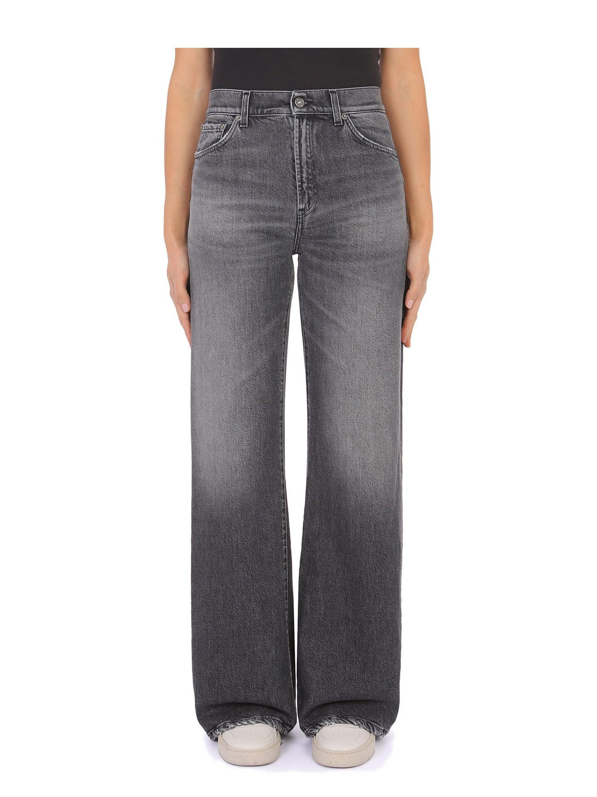 Jeans Wide Leg Amber con Cuciture a Contrasto
