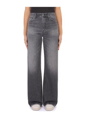 Jeans Wide Leg Amber con Cuciture a Contrasto