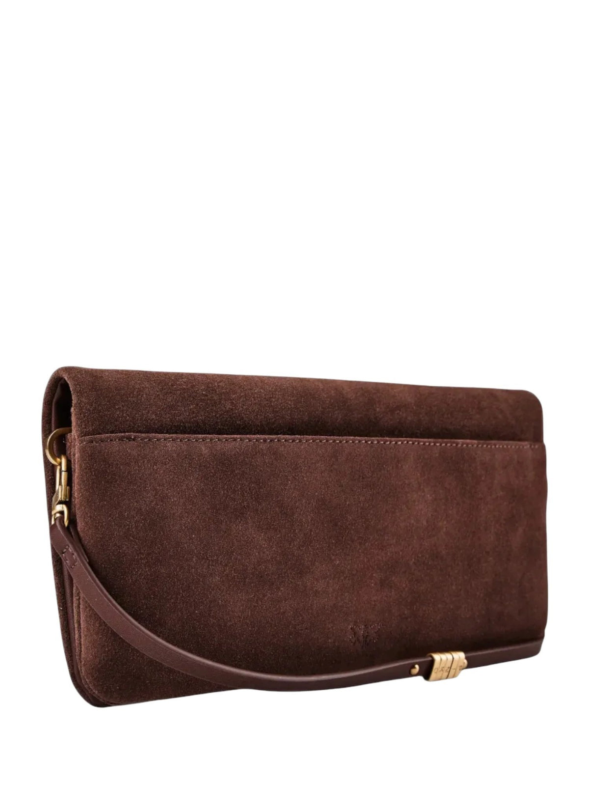 Pochette love bag click soft horizontal mini in pelle scamosciata