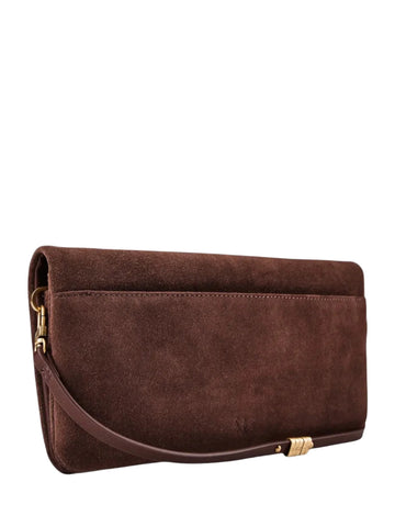 Pochette love bag click soft horizontal mini in pelle scamosciata