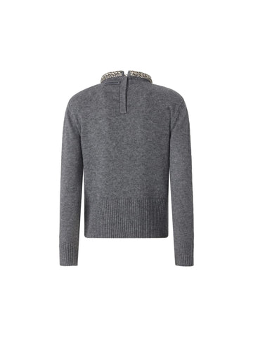 Maglia in misto lana con collo gioiello