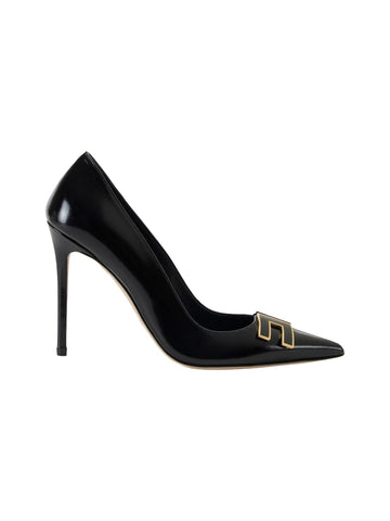 Elisabetta Franchi Decolletè in pelle con logo 10,5 cm