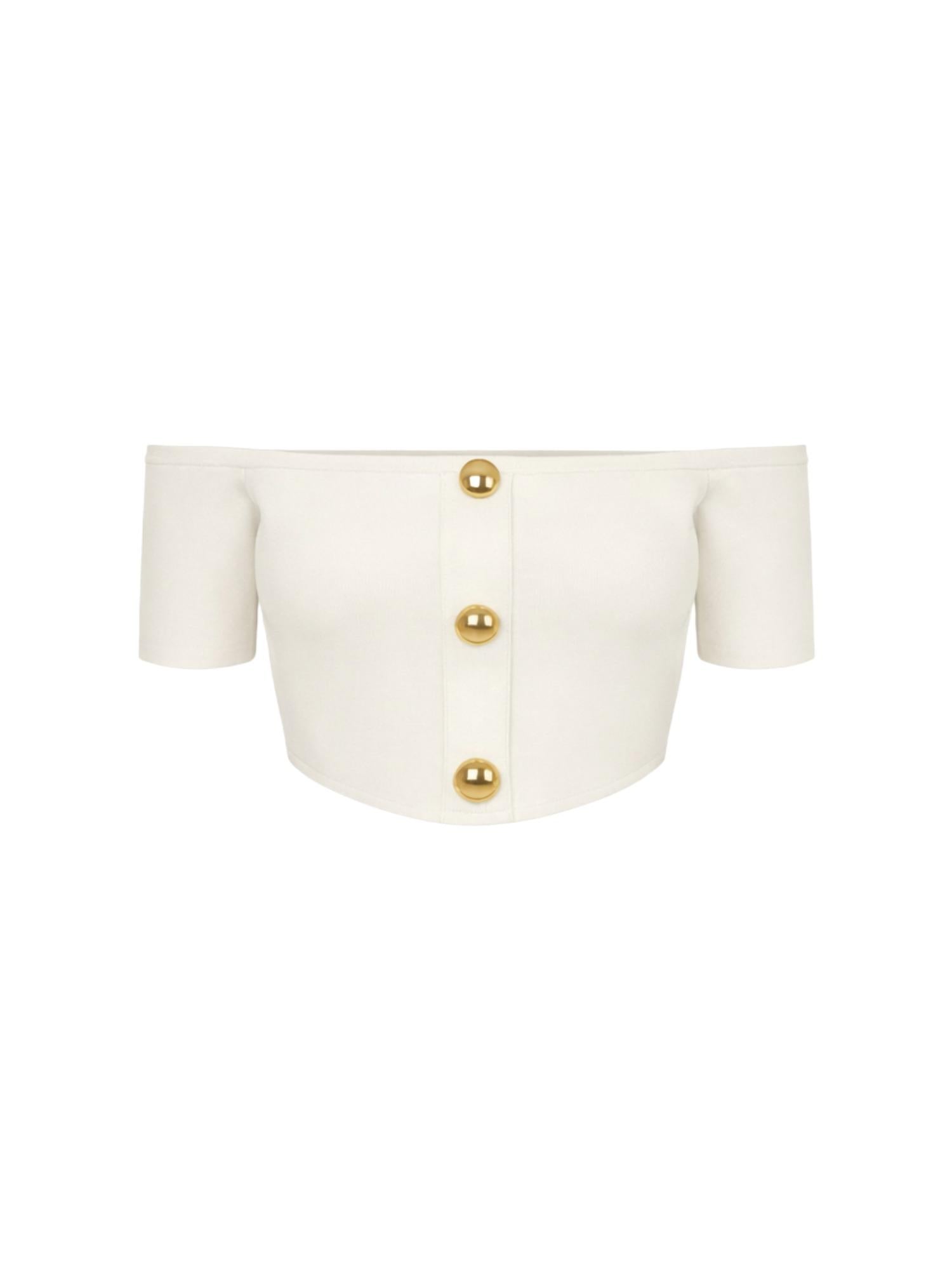 Elisabetta Franchi Top con bottoni gioiello