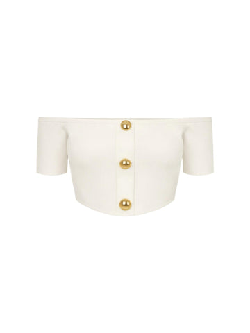 Elisabetta Franchi Top con bottoni gioiello