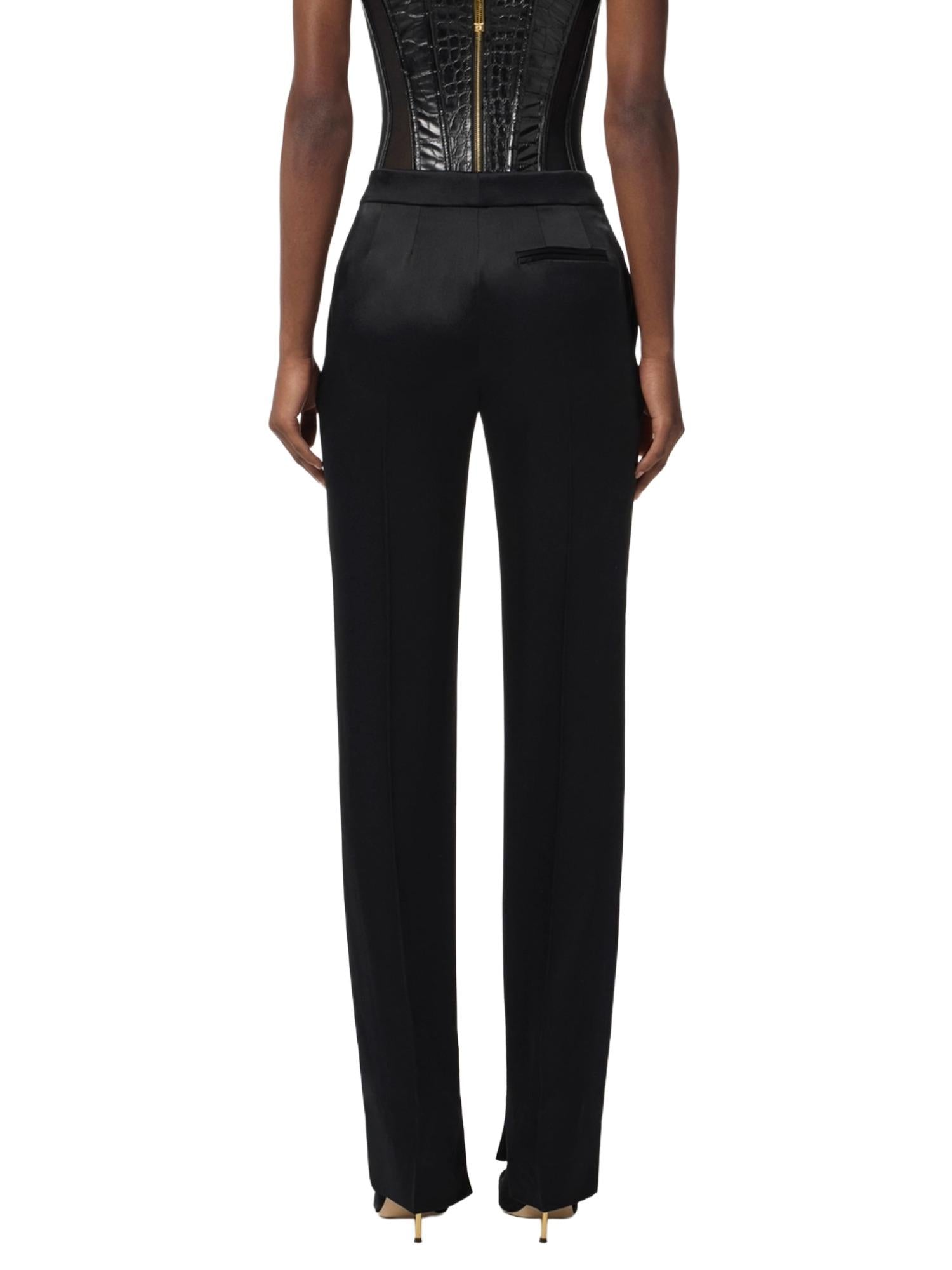 Elisabetta Franchi Pantalone in raso con spacchetti