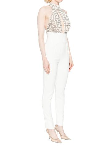 Elisabetta Franchi Tuta con ricami cocco