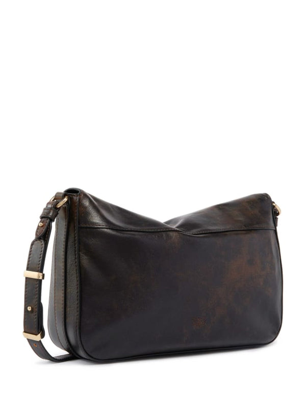 Borsa a Tracolla in Pelle Liscia con Fibbia Logo Love Birds