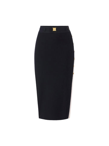 Elisabetta Franchi Gonna in maglia con bottoni oro