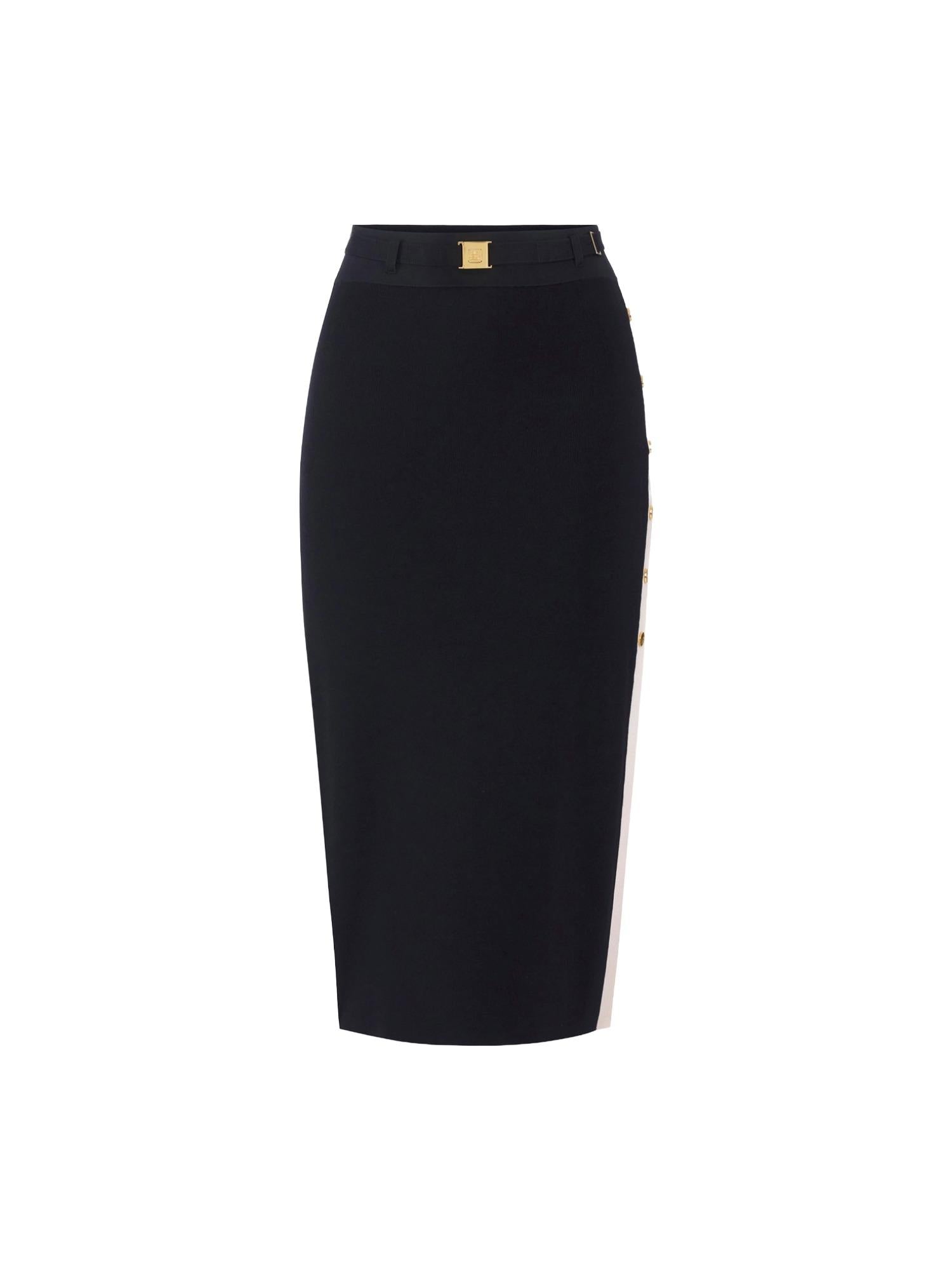 Elisabetta Franchi Gonna in maglia con bottoni oro