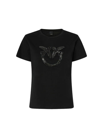 Pinko T-shirt con perle e cristalli Quentin