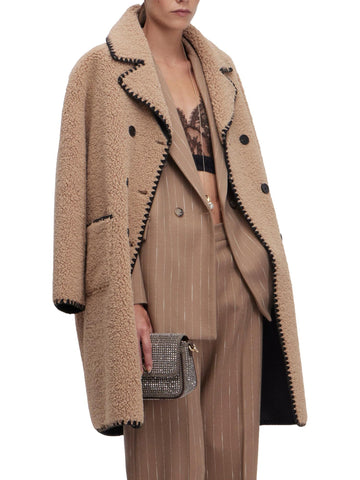 Ermanno Firenze Cappotto doppiopetto in montone ecologico