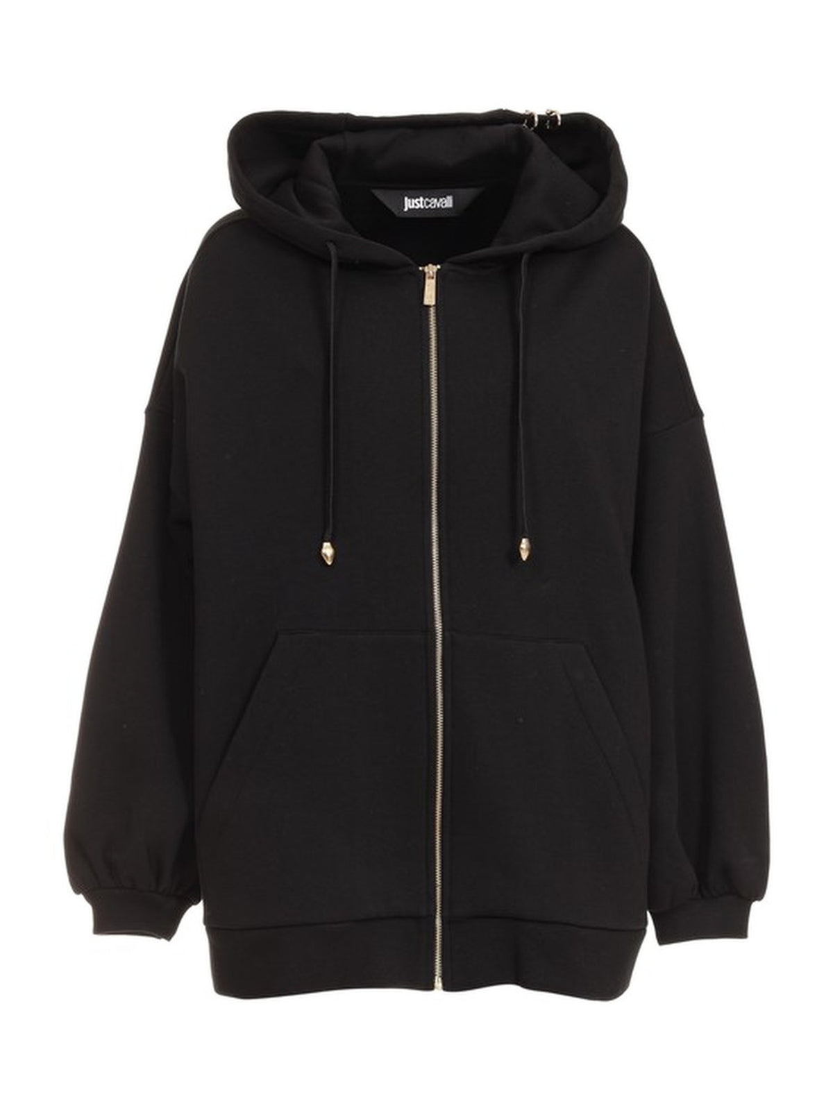Felpa Oversize con Cappuccio e Zip Dorata