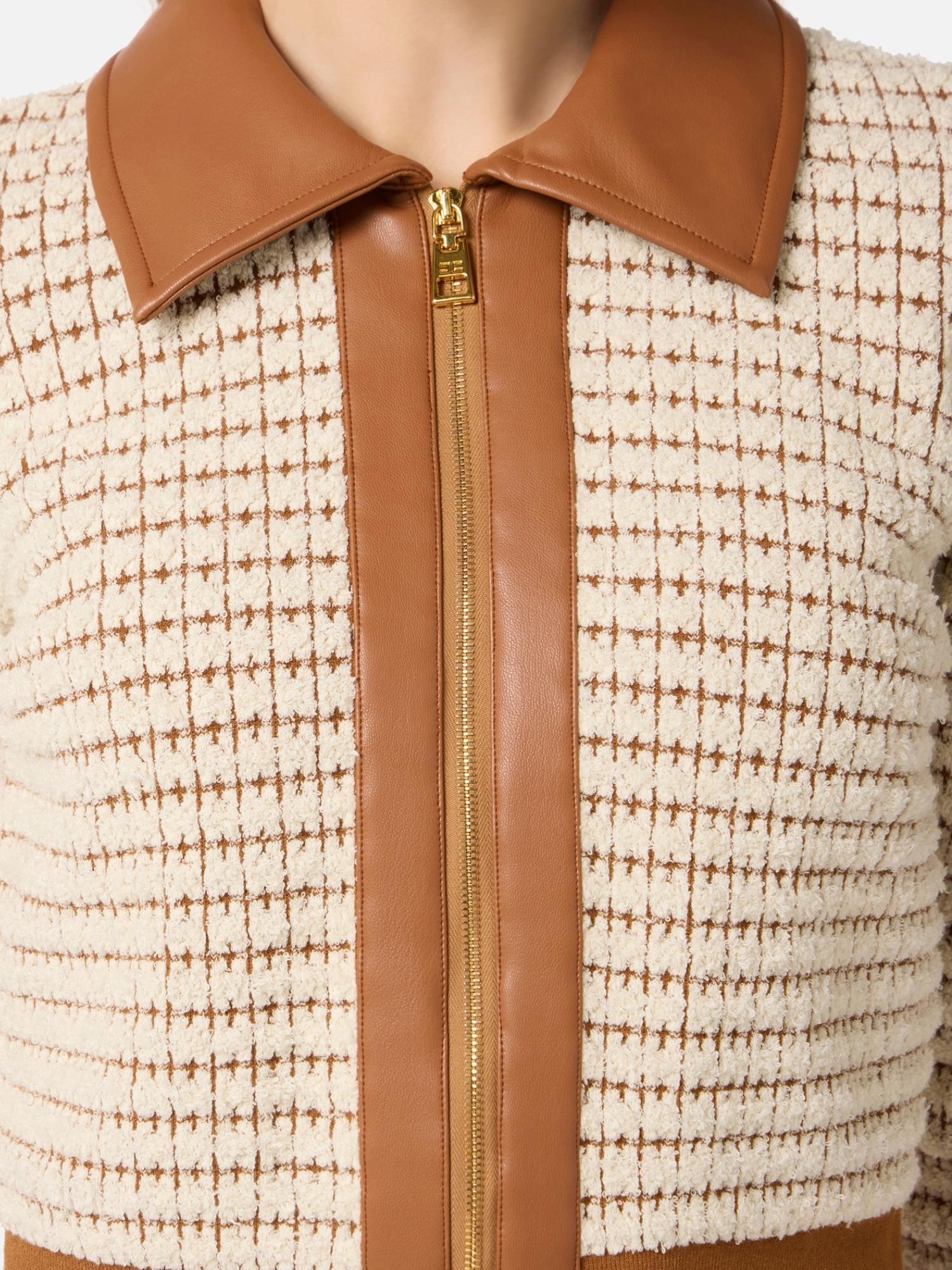 Elisabetta Franchi Cardigan in ciniglia ed ecopelle