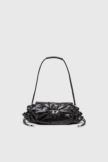 Borsa a spalla piccola arricciata in pelle lucida Scrunch-D