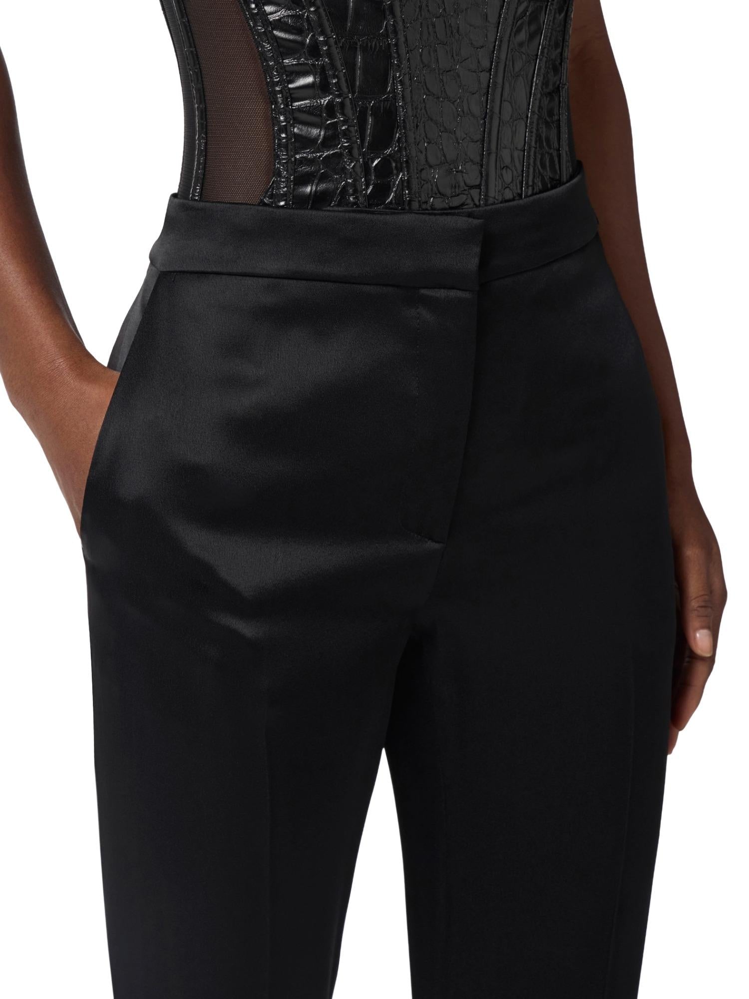 Elisabetta Franchi Pantalone in raso con spacchetti