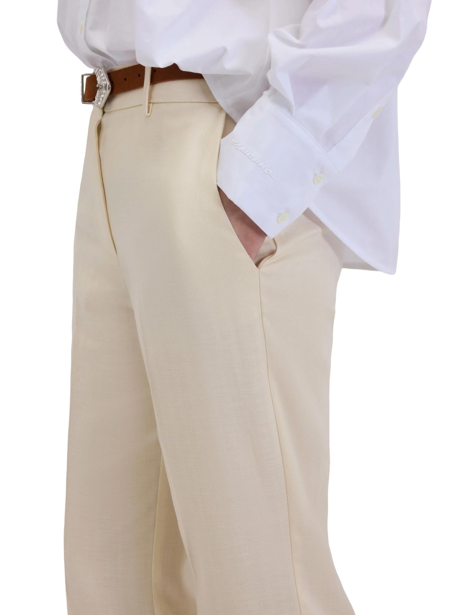 Ermanno Firenze Pantalon de tailleur en mélange de lin