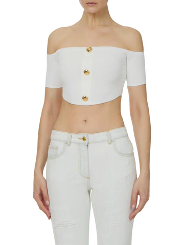Elisabetta Franchi Top con bottoni gioiello