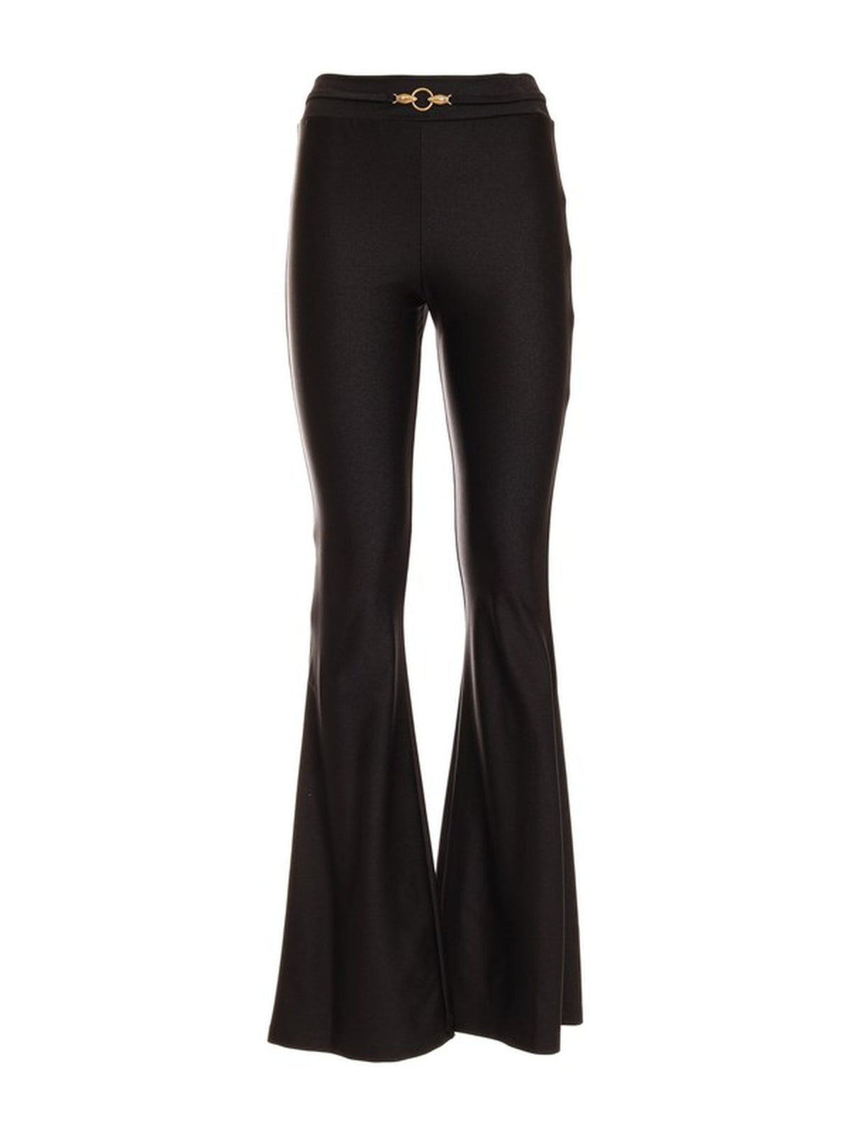 Pantalone Flare Lucido con Dettaglio Dorato