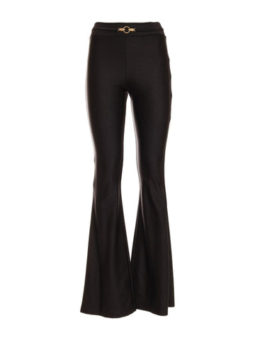 Pantalone Flare Lucido con Dettaglio Dorato