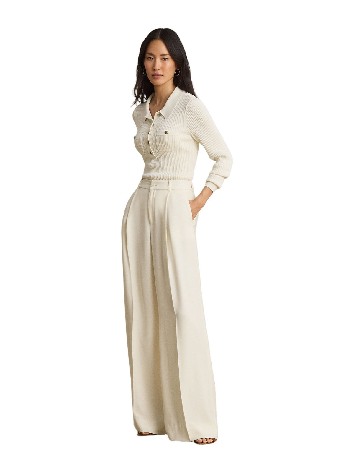 Pantaloni a gamba larga in georgette dolcuppo-face