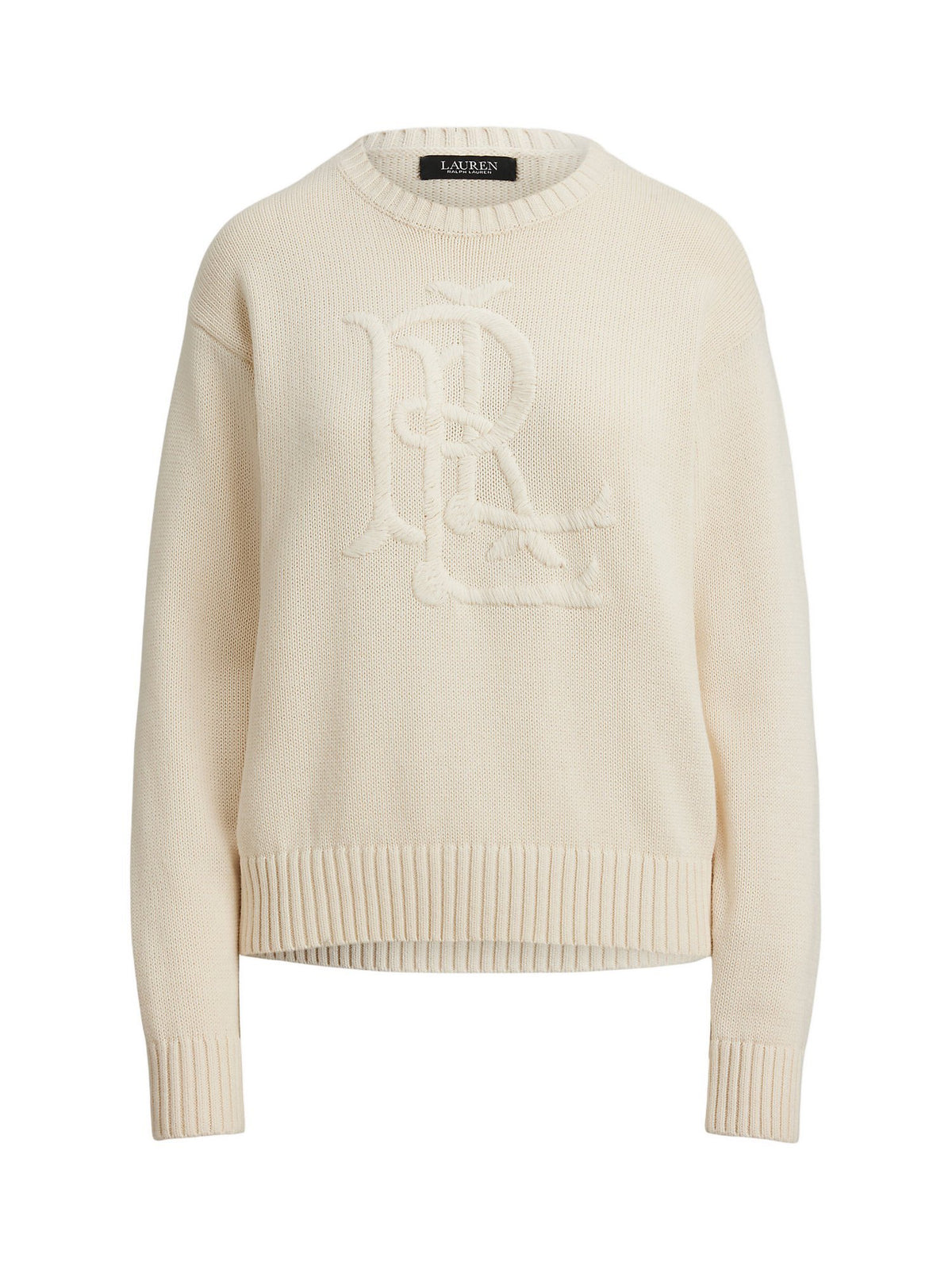Maglione in cotone pettinato con logo ricamato